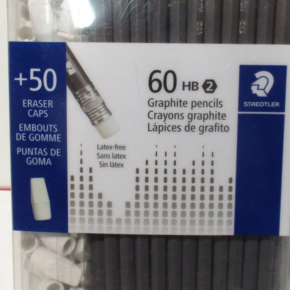 New (Lot of 59) Staedtler Graphite Writing Drawing Pencils HB2 & 50 Eraser Caps - Picture 4 of 4